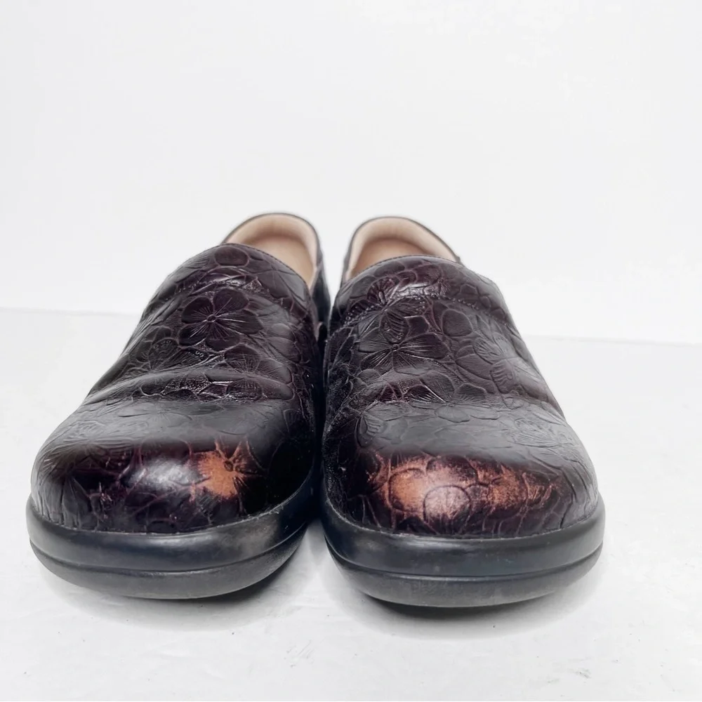 Alegria Keli Work Professional Shoes Brown Leather Size 38 Floral Size 7 Women’s